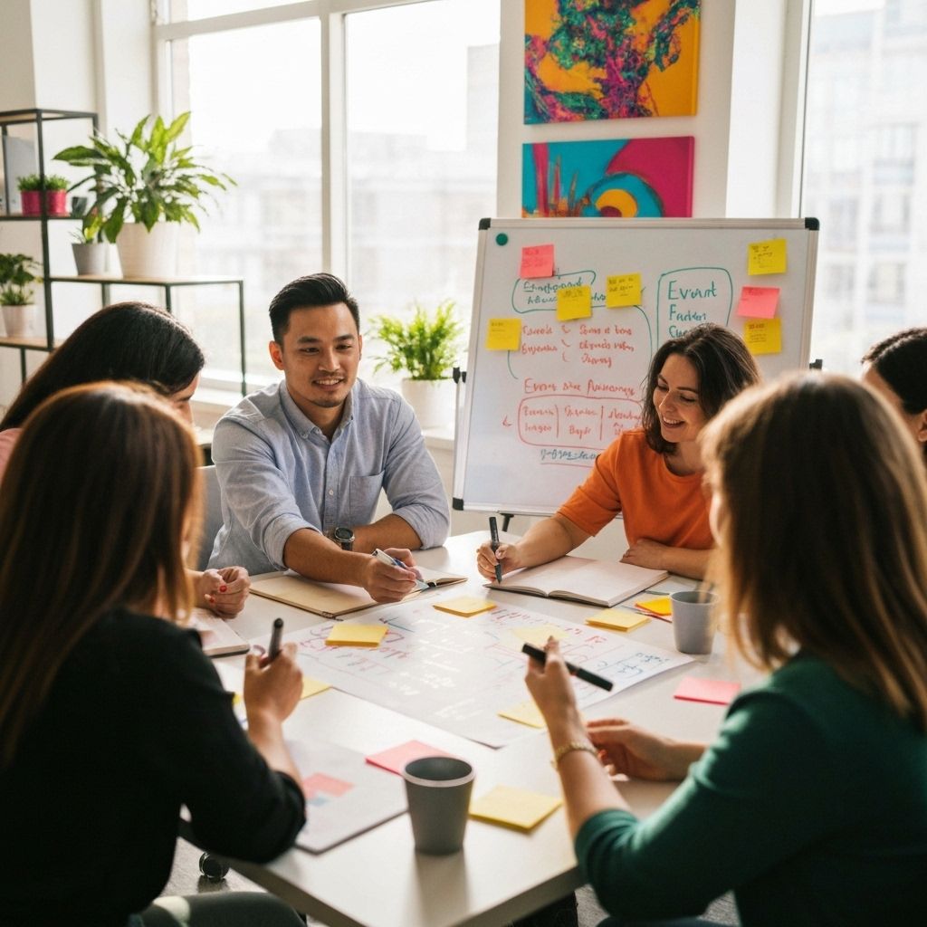 Team planning an event in a modern office